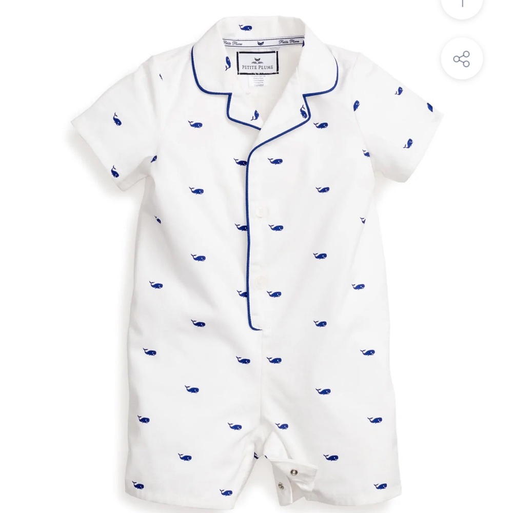 NWT Petite Plume Whale Romper- Size 3-6 months